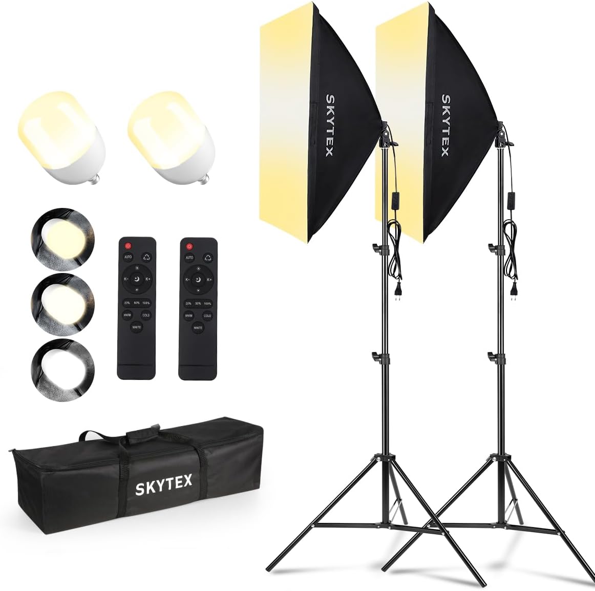 Skytex Softbox Lighting Kit 2Pack,20x28in Soft Box |Upgrade 135W 2700-6400K 100V-240V AC E27 LEDBulb Continuous Photography Lighting,Photo Studio Lights Equipment for Camera Shooting,Video Recording