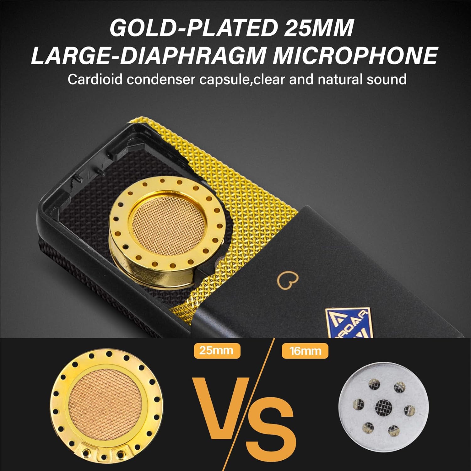 XLR Podcast Microphone Professional Cardioid Studio Condenser Microphone 25mm Large Diaphragm Computer PC Gaming Mic Kit with Upgrade Pop Filter for Vocal Recording,Streaming,YouTube C414