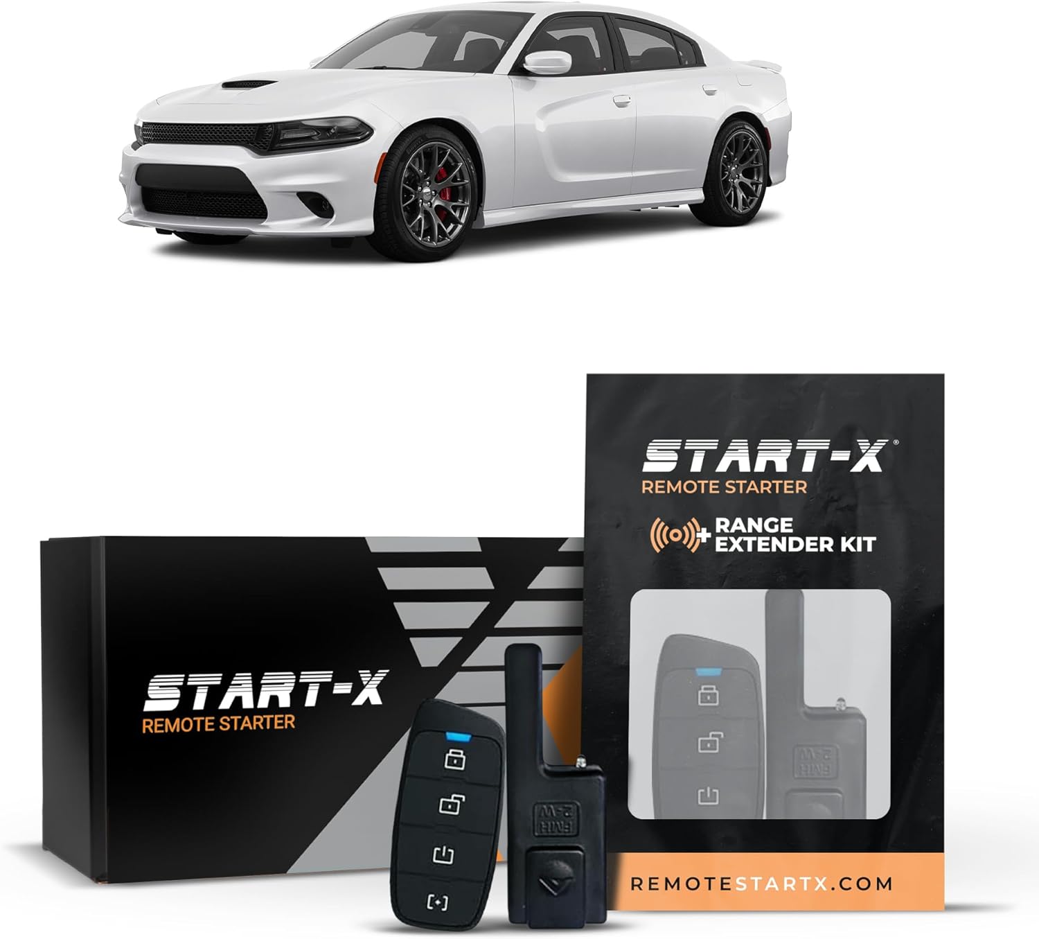 Start-X Remote Starter Kit + 3000ft 2 Way Range Extender for Dodge Charger (2011, 2012, 2013, 2014, 2015, 2016, 2017) Vehicles with Push-to-Start Ignition