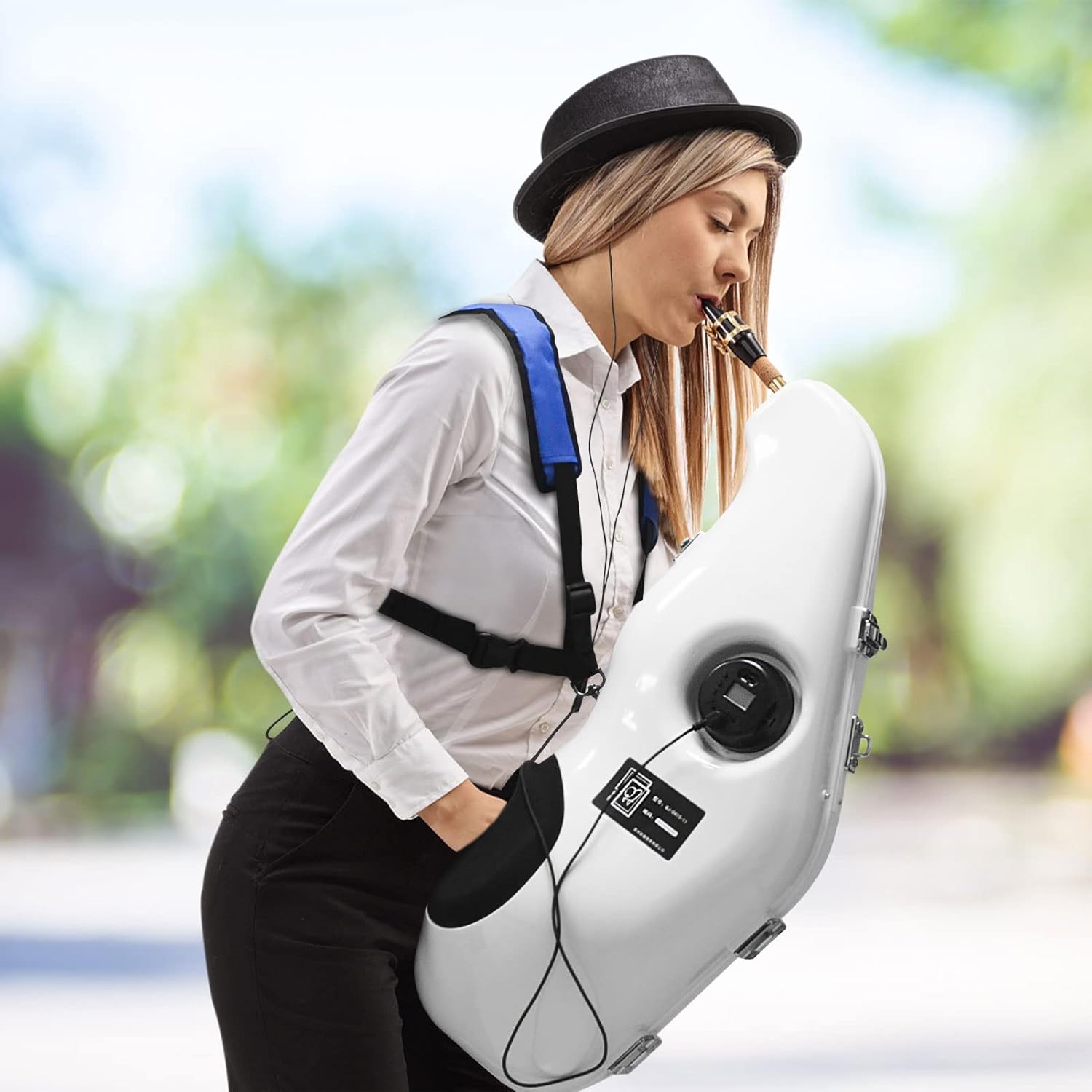 Alto Saxophone Muffler & Noise Eliminator - Multifunctional Electronic Pickup Mute for Beginners, Practice Anywhere Without Disturbing Others (white)