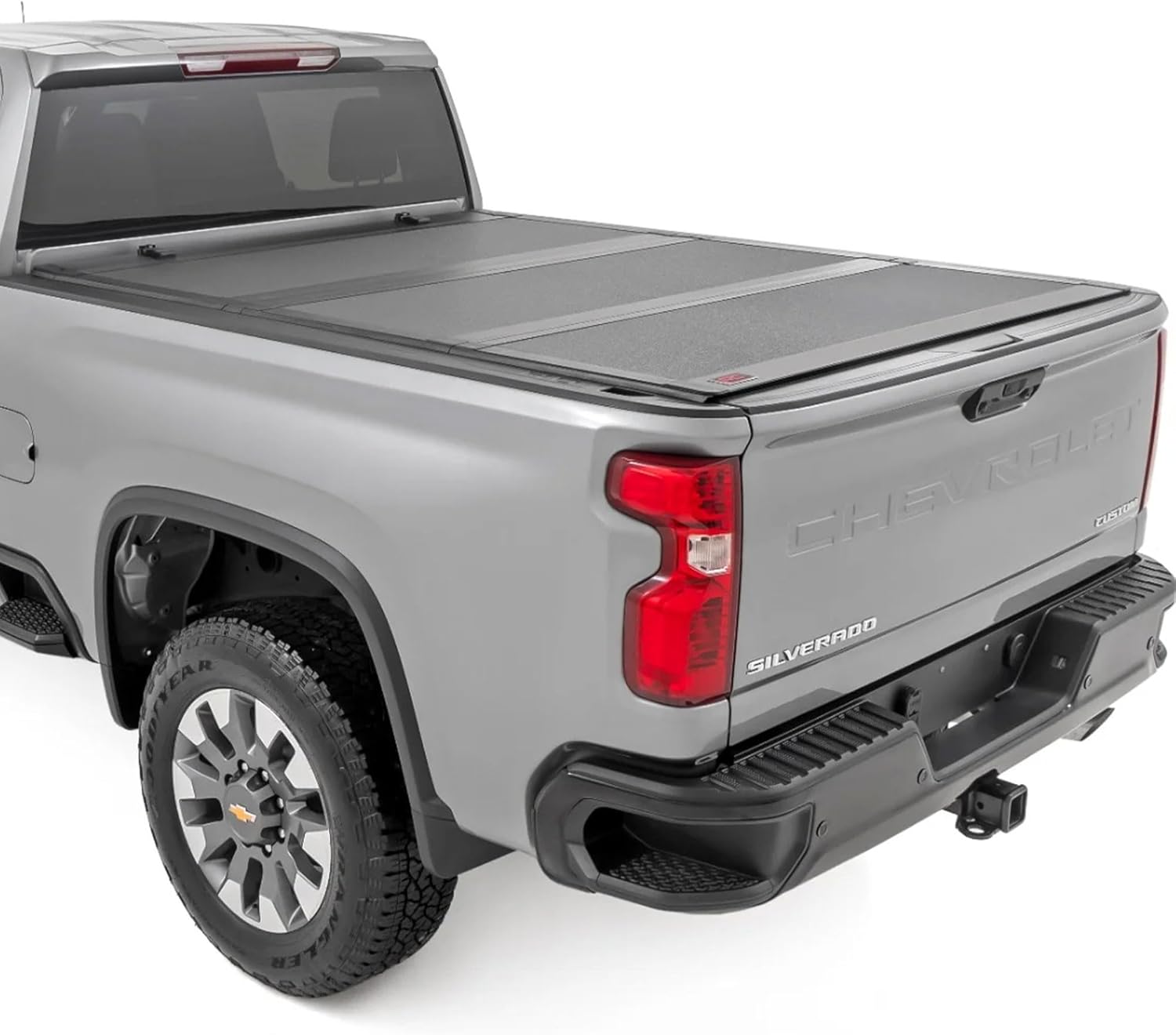 Rough Country Hard Flip-Up Truck Bed Tonneau Cover for Chevy Silverado & GMC Sierra 2500HD/3500HD (2020-2025) - Aluminum Tri-Fold Bed Cover, Fits 6'9 (82.2
