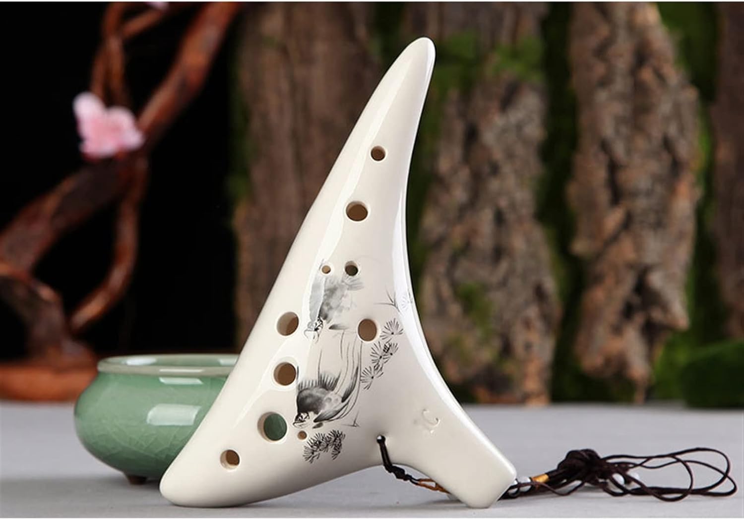 TSTS 12 Holes Alto C White Flower Ocarina Music Instruments Chinese Woodwind Instrument Easy to Learn Children Ocarina (Color : 03)