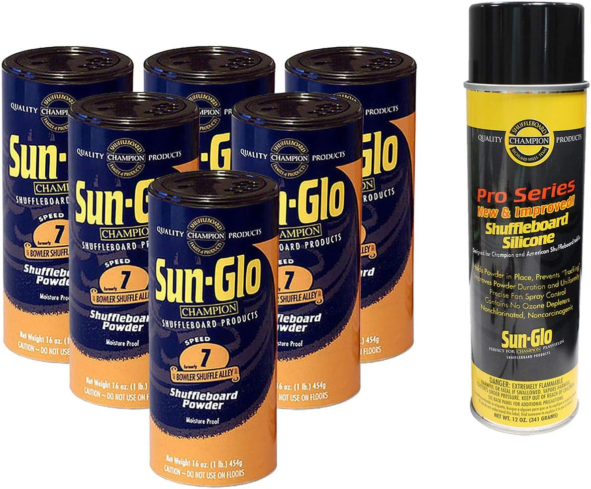 Sun-Glo 6 Cans #7 Shuffle Alley Wax & 1 Can Silicone Spray