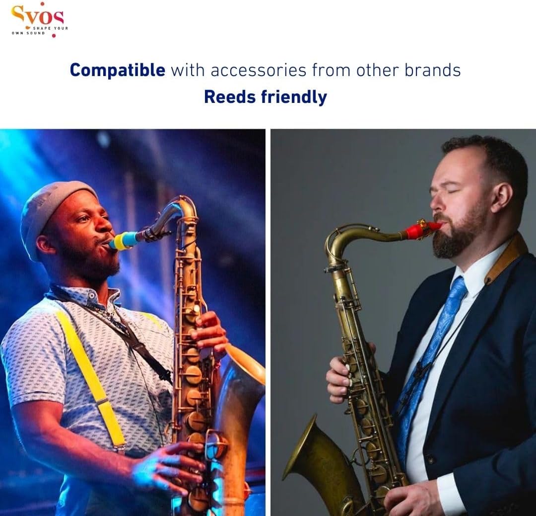 Syos Tenor Saxophone Mouthpiece, Smoky Model, 8 Tip Opening, Phantom Blue, Improve the Sound of your Sax with this Easy-To-Play, Dark and Warm Tenor Sax Mouthpiece