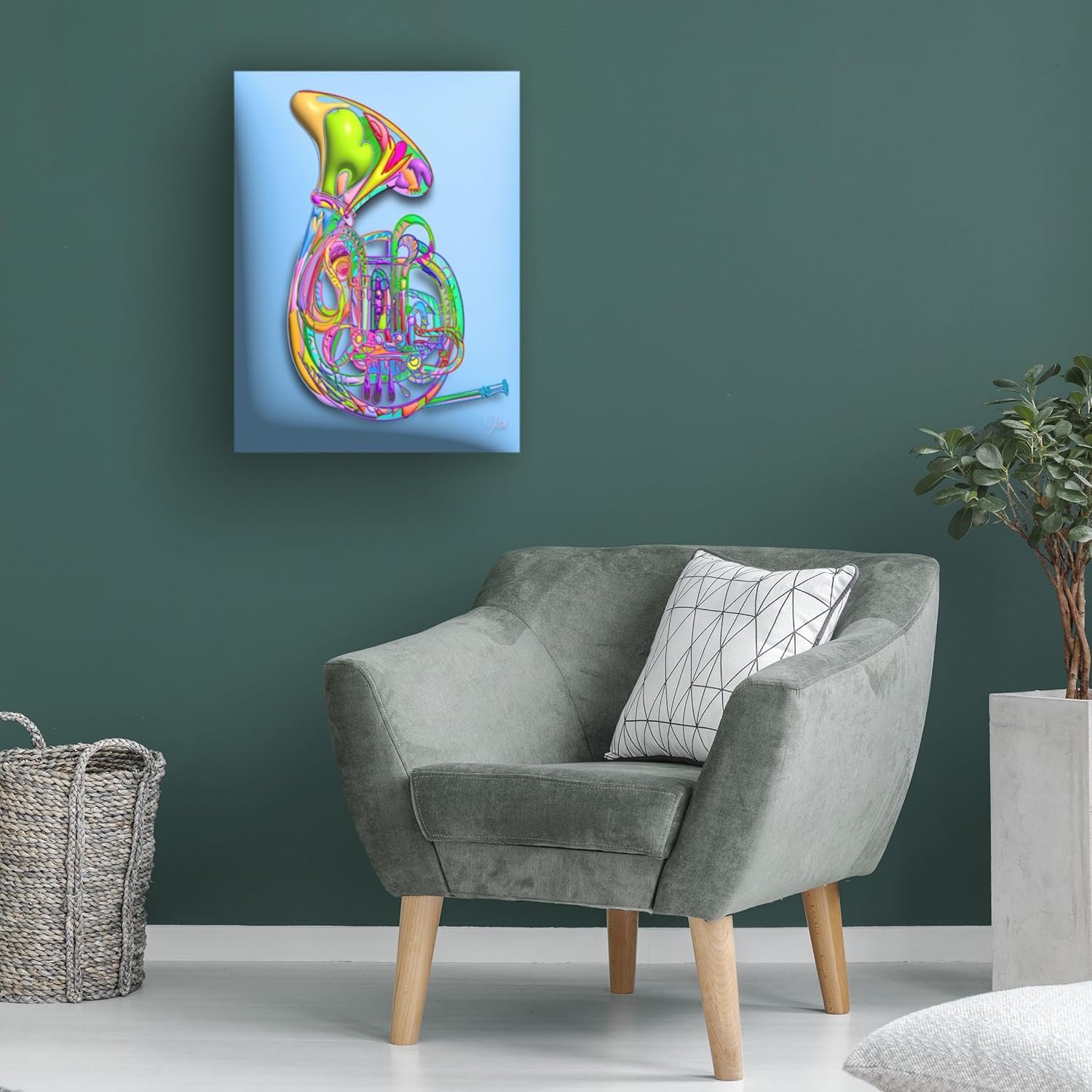 Trademark Fine Art Canvas Wall Art - Takun Williams 'French Horn' Wall Art for Living Room, Bedroom, or Office Décor
