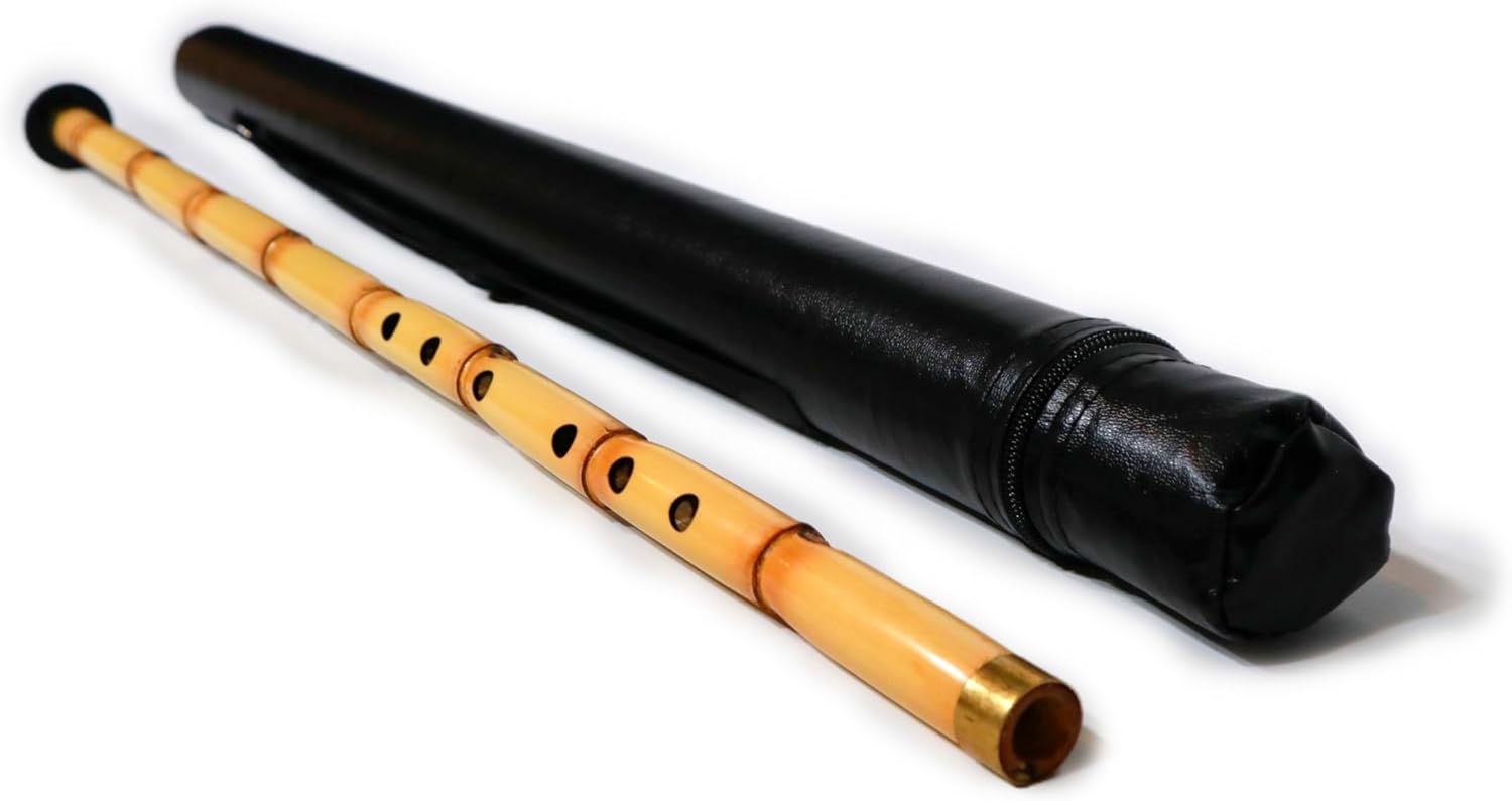 Professional Kiz Ney (B) Classic Turkish Traditional Bamboo Flute Woodwind Instrument with Faux Shiny Leather Bag