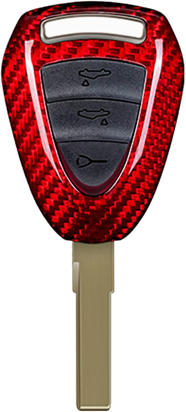 Genuine Carbon Fiber Key Fob Cover for Porsche 911 987 997 Facelift Boxster Carrera GT Cayman Car Remote Key Fob Case for Men Women - Red