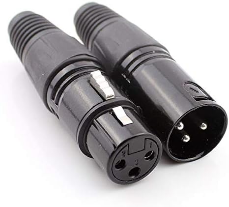 Davitu Electrical Equipments Supplies - 50pcs Audio Cable Connector XLR Adapter 3-Pin Microphone Plug Black Nickel Plated Pins - (Color: Male Female 50Sets)