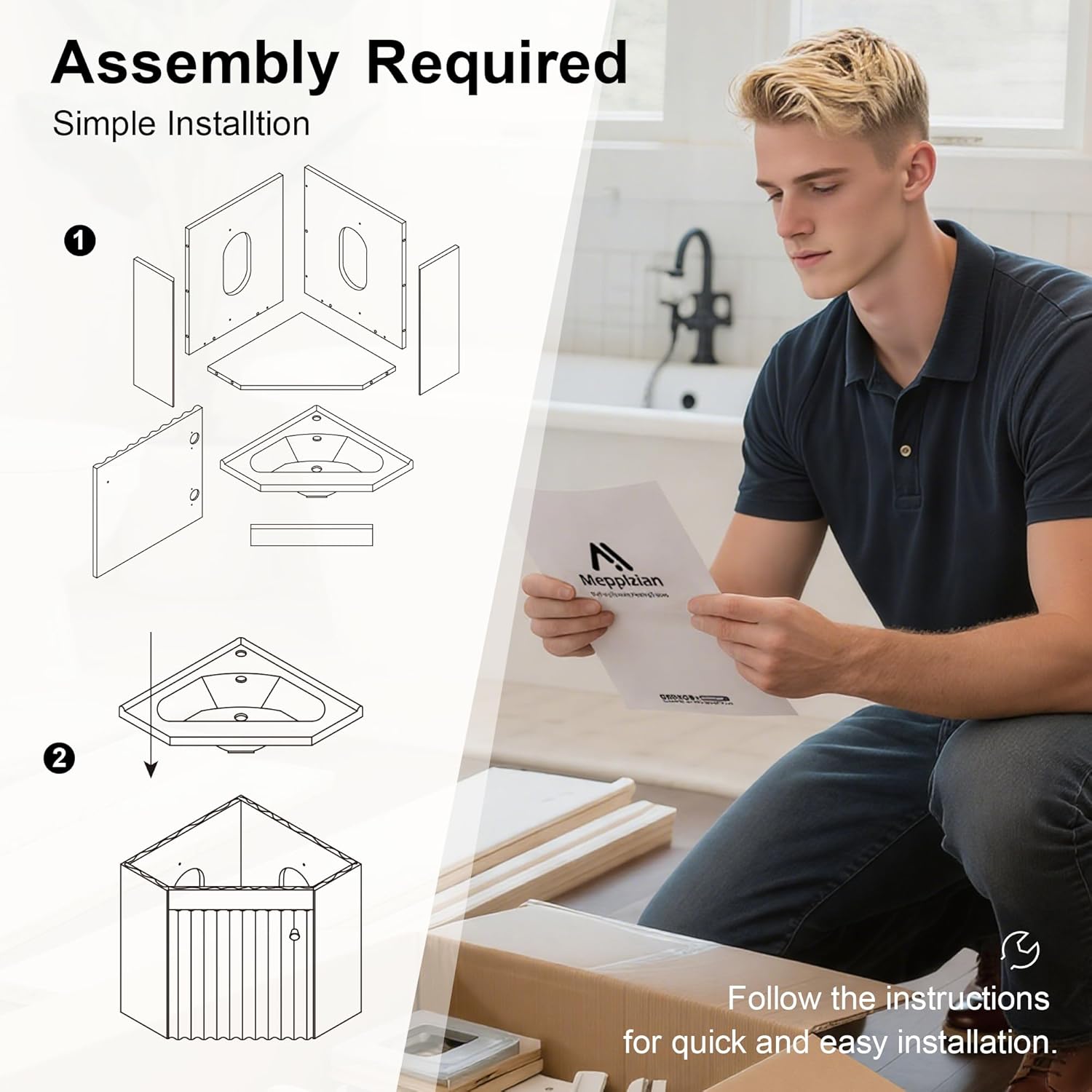 Corner Bathroom Vanity Sink Cabinet 24