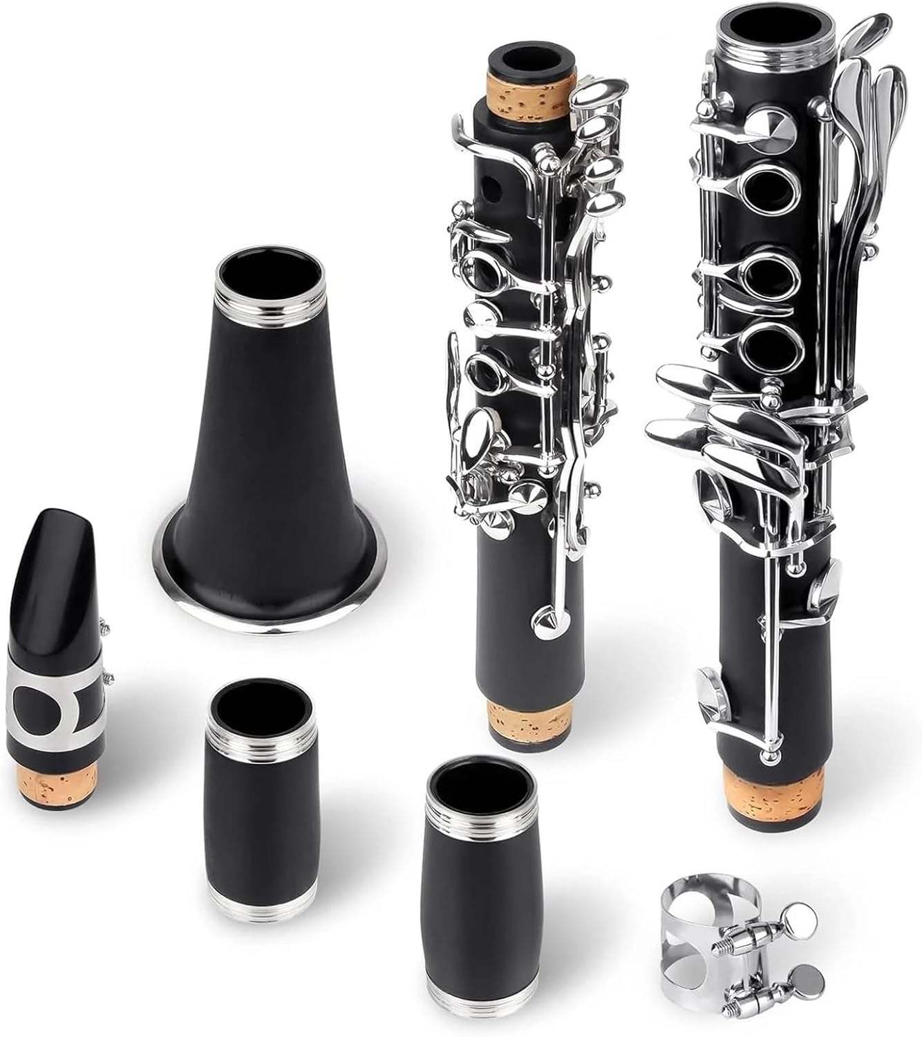 Clarinet Musical Instruments 17 Keys Clarinet Bb 6 Ring Clarinet Portable Bakelite Clarinet Professional Woodwind Instrument(Black)