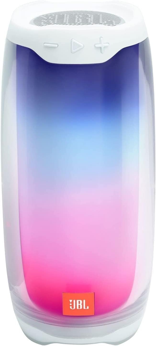 JBL Pulse 4 Waterproof Portable Bluetooth Speaker with Light Show - White (Renewed)