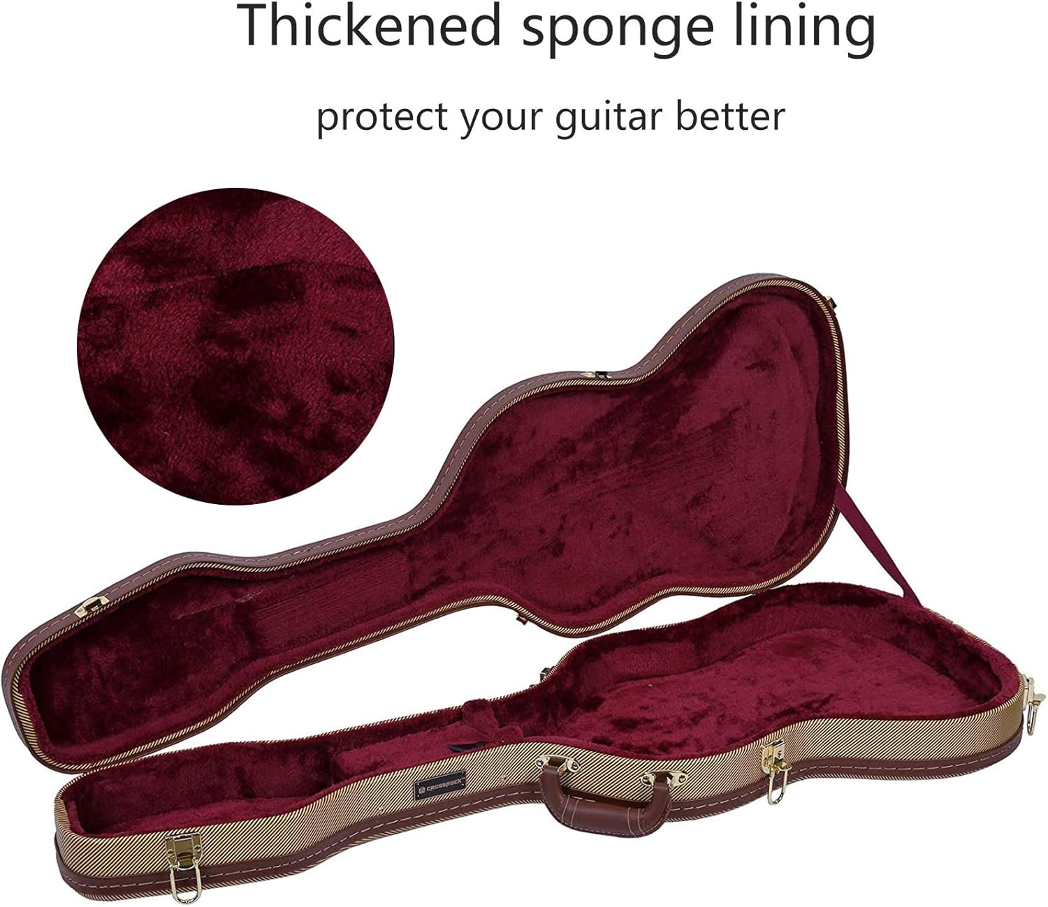 Crossrock Electric Guitar Case fits Telecaster and Stratocaster Style Guitars-Vinyl Tweed(CRW620STTW)