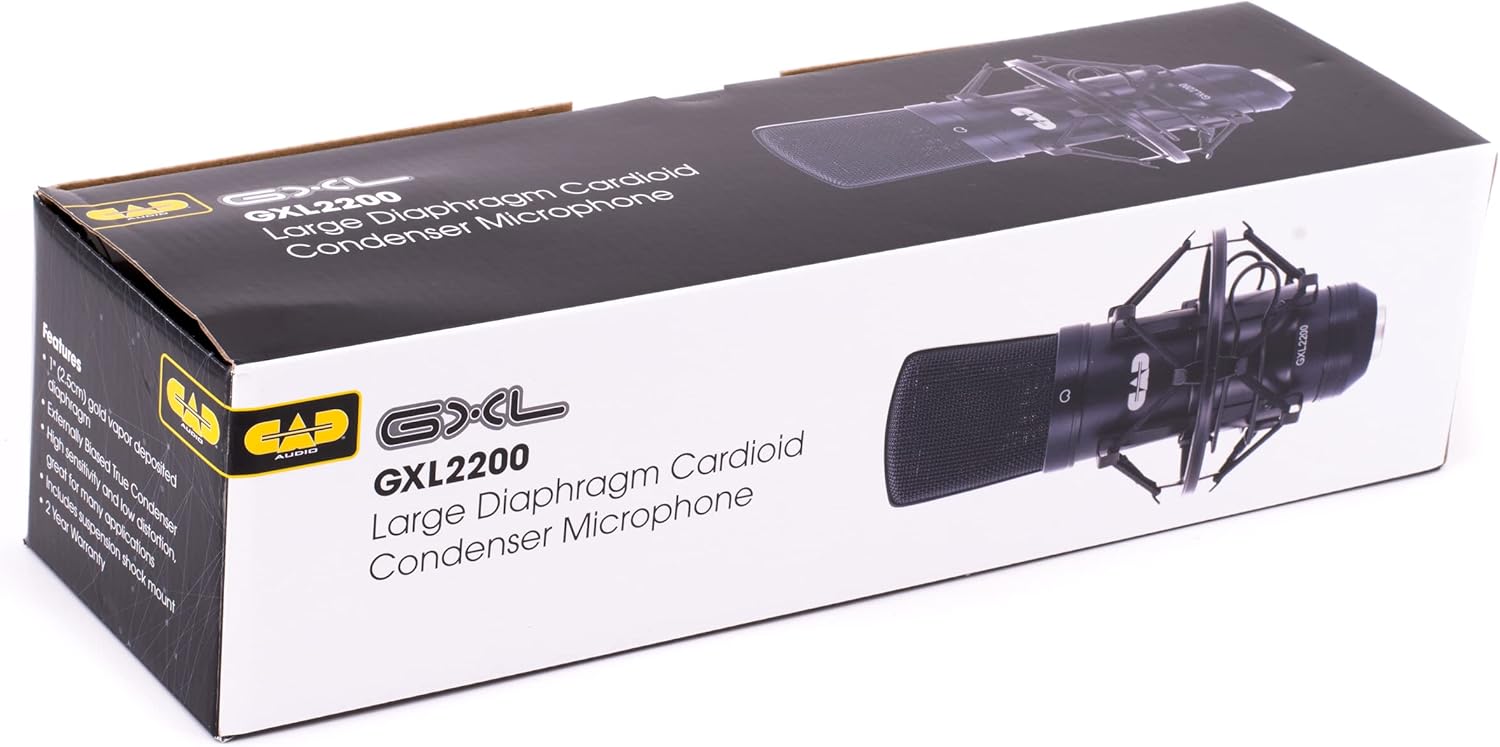 CAD Audio GXL2200 Large-Diaphragm Cardioid Condenser Microphone – 1″ Gold Diaphragm & Shock Mount