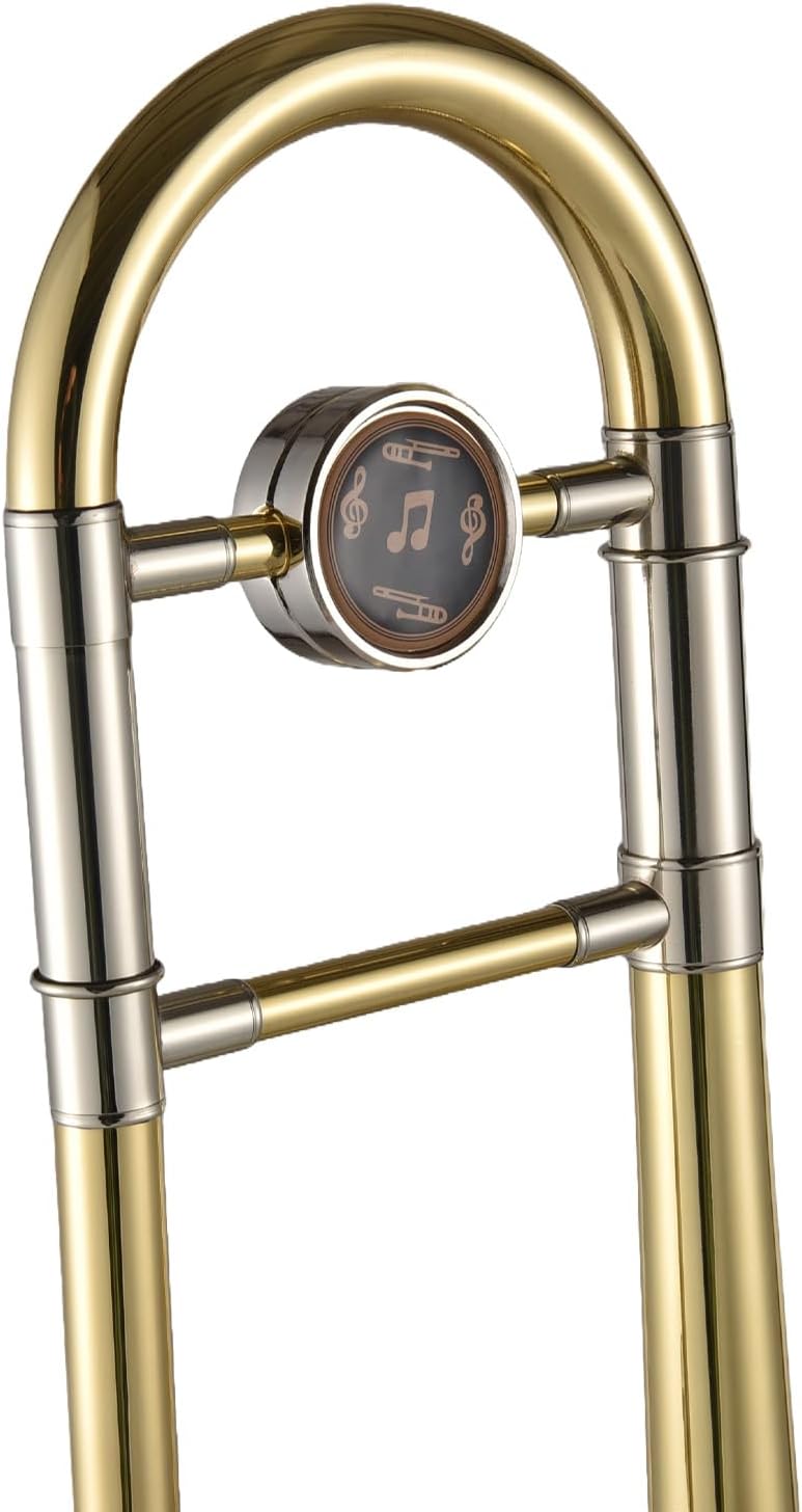 Bb Tenor Trombone Brass Plated Instrument Bb Slide Trombone with Carrying Case White Gloves Cleaning Cloth for Beginners