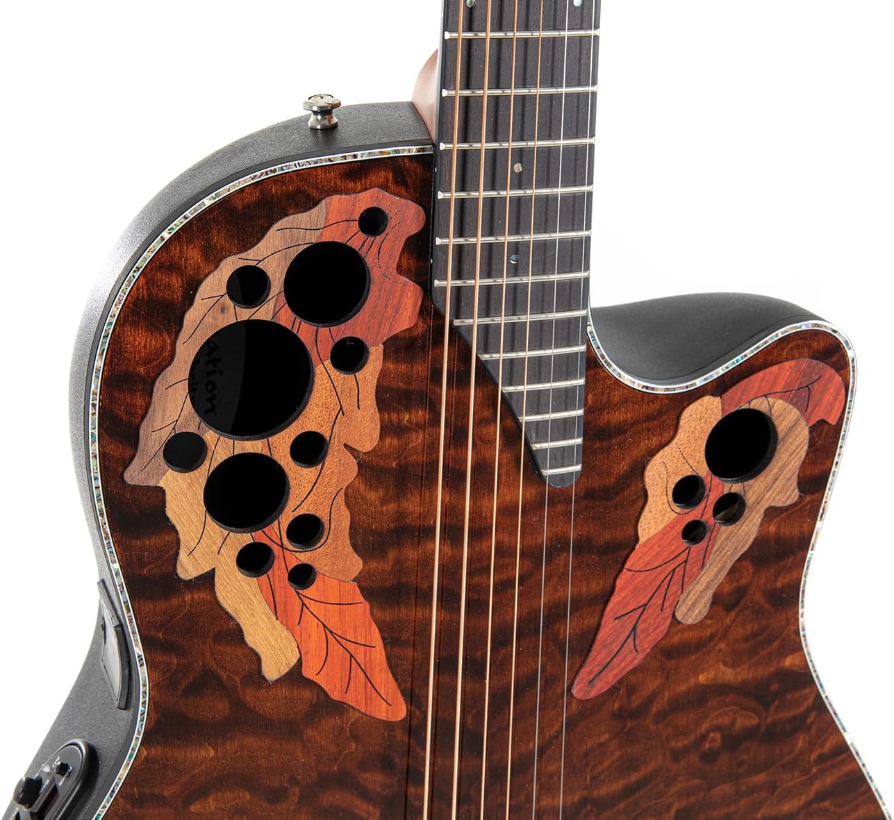 Ovation Celebrity Elite Plus CE44P-TGE A/E Guitar - Dark Tiger Eye, Black