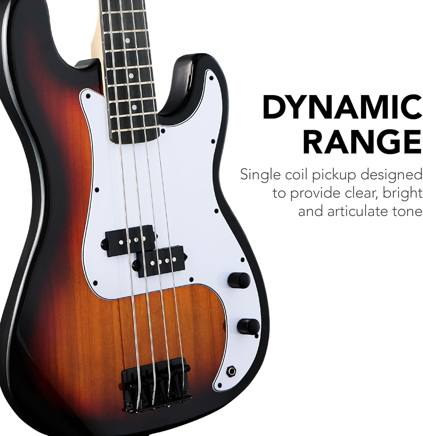 Best Choice Products Full Size Beginner 4-String Electric Bass Guitar, Wooden PB-Style Bass Starter Set w/Padded Carrying Case - Sunburst/White