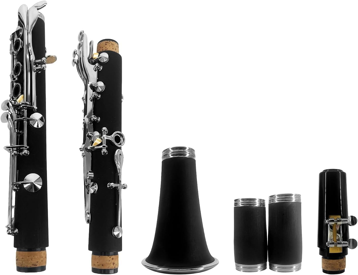 Bb Clarinet ABS Binocular With 10 Reeds, Cleaning Cloth, Gloves, Screwdriver, Bracket, Handbag, Cleaning Brush - Professional Ebonite Woodwind Instrument for Beginner Student