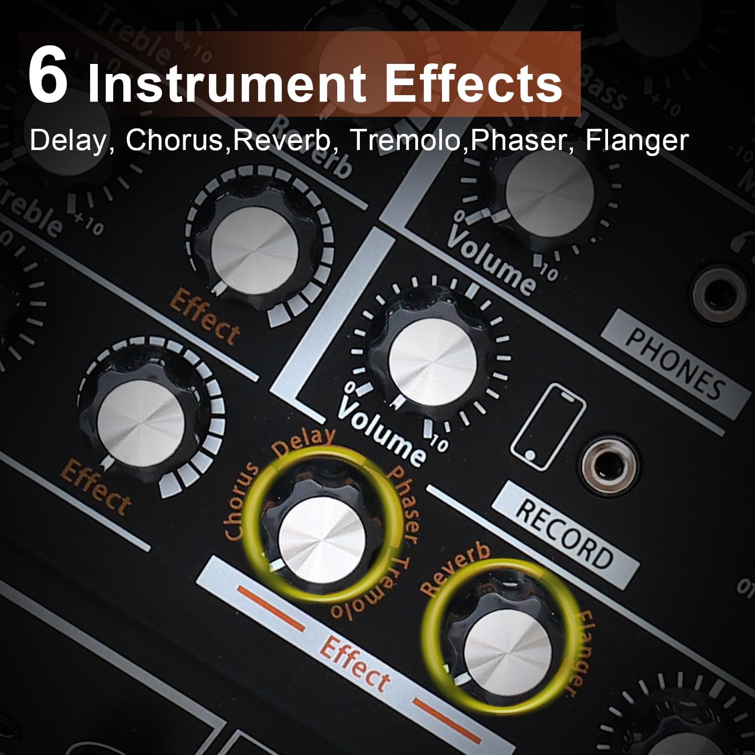 Coolmusic 300W Professional Acoustic Guitar Amp，Busking Amplifier PA System with 7 Inputs, Studio-Grade Reverb/Chorus/Delay/Tremolo/Phaser/Flanger, 3-Band EQ