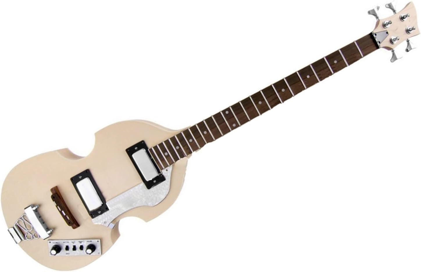 DIY Semi Hollow Basswood with Flamed Mapl Veneer Top Body Electric Bass Guitar Kit Unfinished Guitar Set