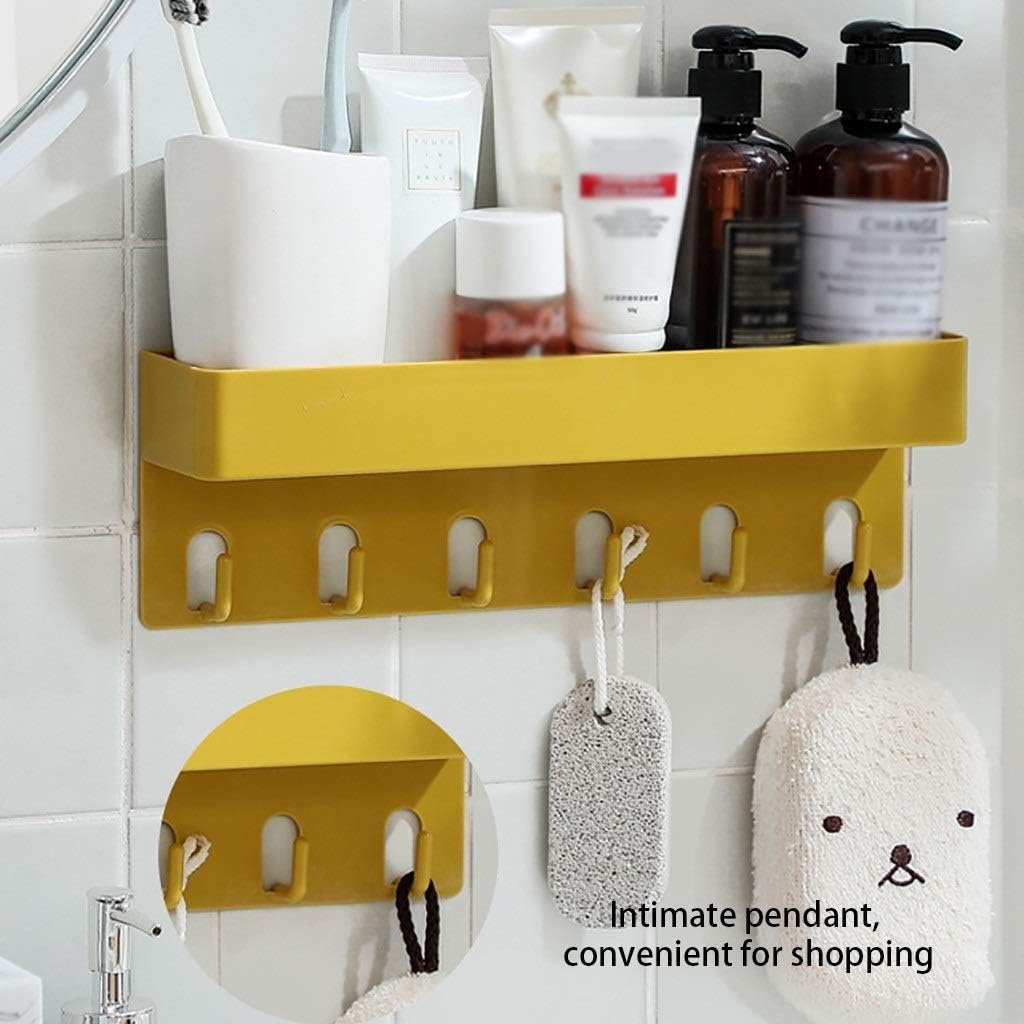 VIDI Bathroom Shelf Punch-Free Seamless Rack with Hooks Storage On Wall Firmly adsorbed Surfaces 19X19X28cm