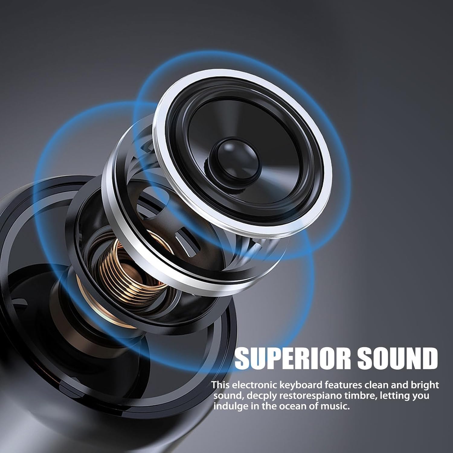 61 Key Keyboard Piano, Portable Electronic Keyboard Piano for Beginners with Speakers, Microphone, Sheet Music Stand, 100 Voices, 100 Rhythms, Digital Music Keyboard for Teen