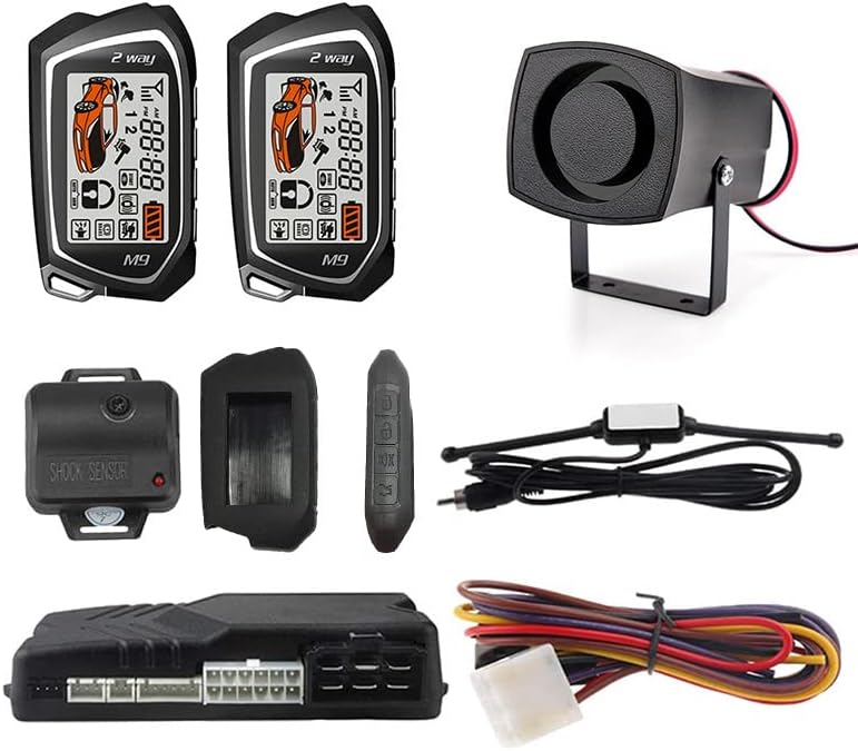 Germany Spy Two Way Car Alarm System Engine Start 2 LCD Remote 5000Meter Security Two-Way Communication Keyless Entry Central Door Locking Trunk Release Anti hijacking