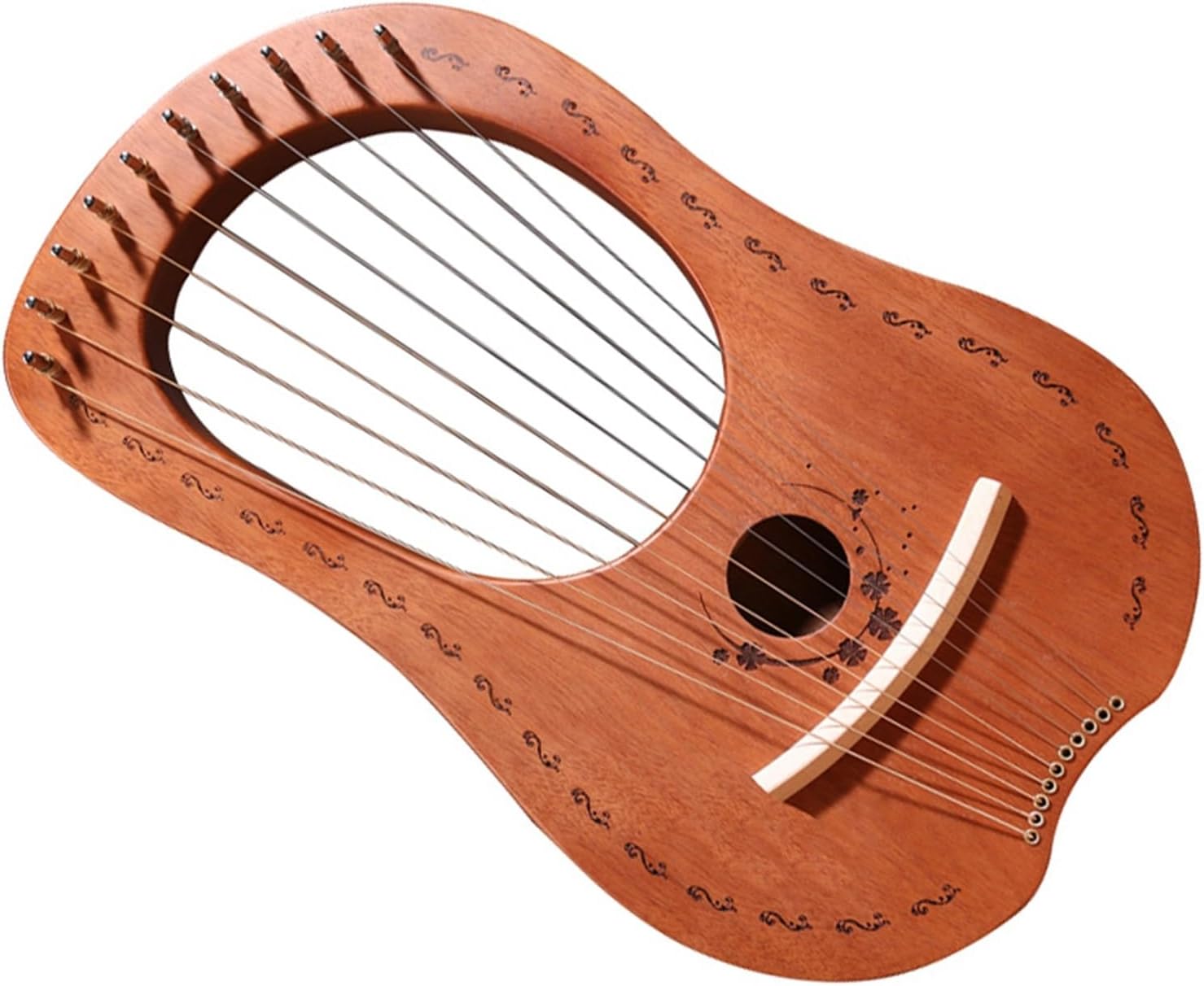 Lyre Harp Set Solid Wood Veneer 10-string Harp Portable Original Wood Color Stage Performance