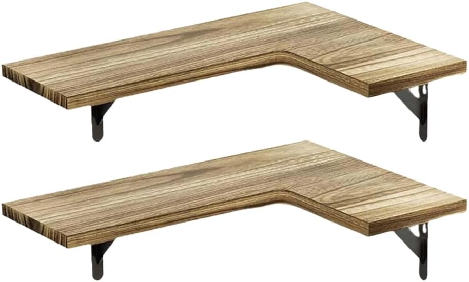 Wall Mount Floating Corner Shelves Decorative Corner Floating Shelves Sturdy Wood Wall Mount Shelves for Organizing