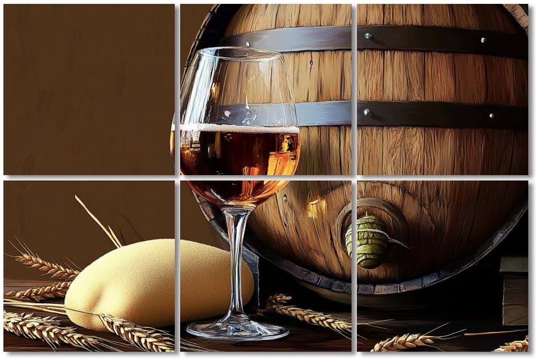 6 Pack Art Acoustic Panels Sound Absorbing Restoring Ancient Ways Still Life Wine Glass Barrel Wooden Wheat Decorative Soundproof Wall Panels Self Adhesive for Recording Studios Office 72