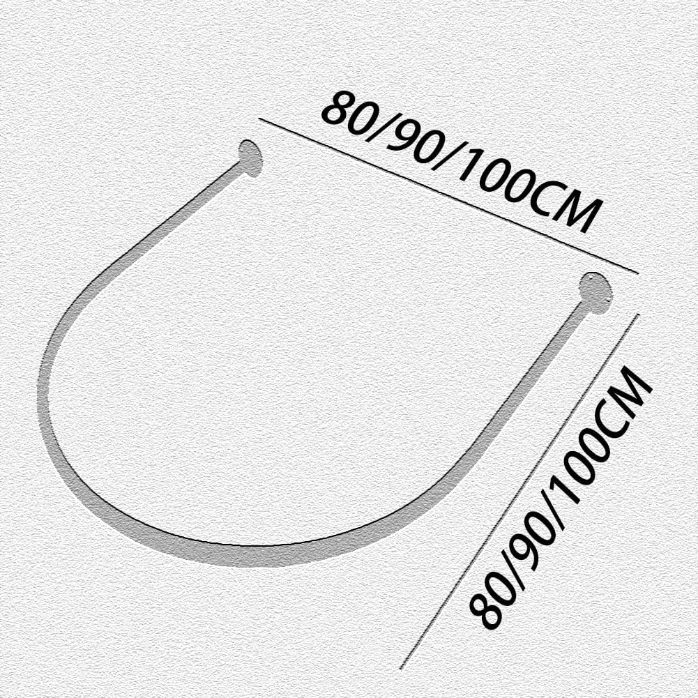 Black Metal U Shaped Shower Curtain Rod Wall Mount Decorative Bathroom Curtain Hanger for Bathtub Corner 100x...,Gold-100x100cm