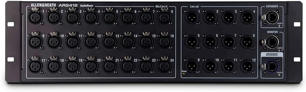 Allen & Heath AR2-2412-BLK 48kHz, 24 XLR input, 12 XLR output AudioRack Bundle w/ 10-Pack Pig Hog PHM10 8mm XLR Microphone Cable and Liquid Audio Polishing Cloth