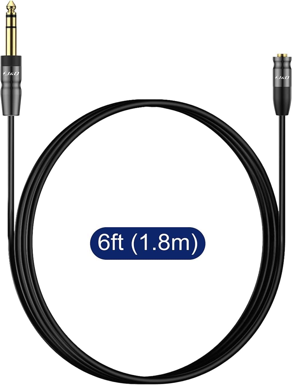 J&D 1/4 inch to 3.5mm Headphone Adapter, Heavy Duty Copper Shell Connecter Joint 3.5mm 1/8 inch Female TRS to 6.35mm Male TRS Stereo Audio Extension Cable (6 Feet 10 Pack)