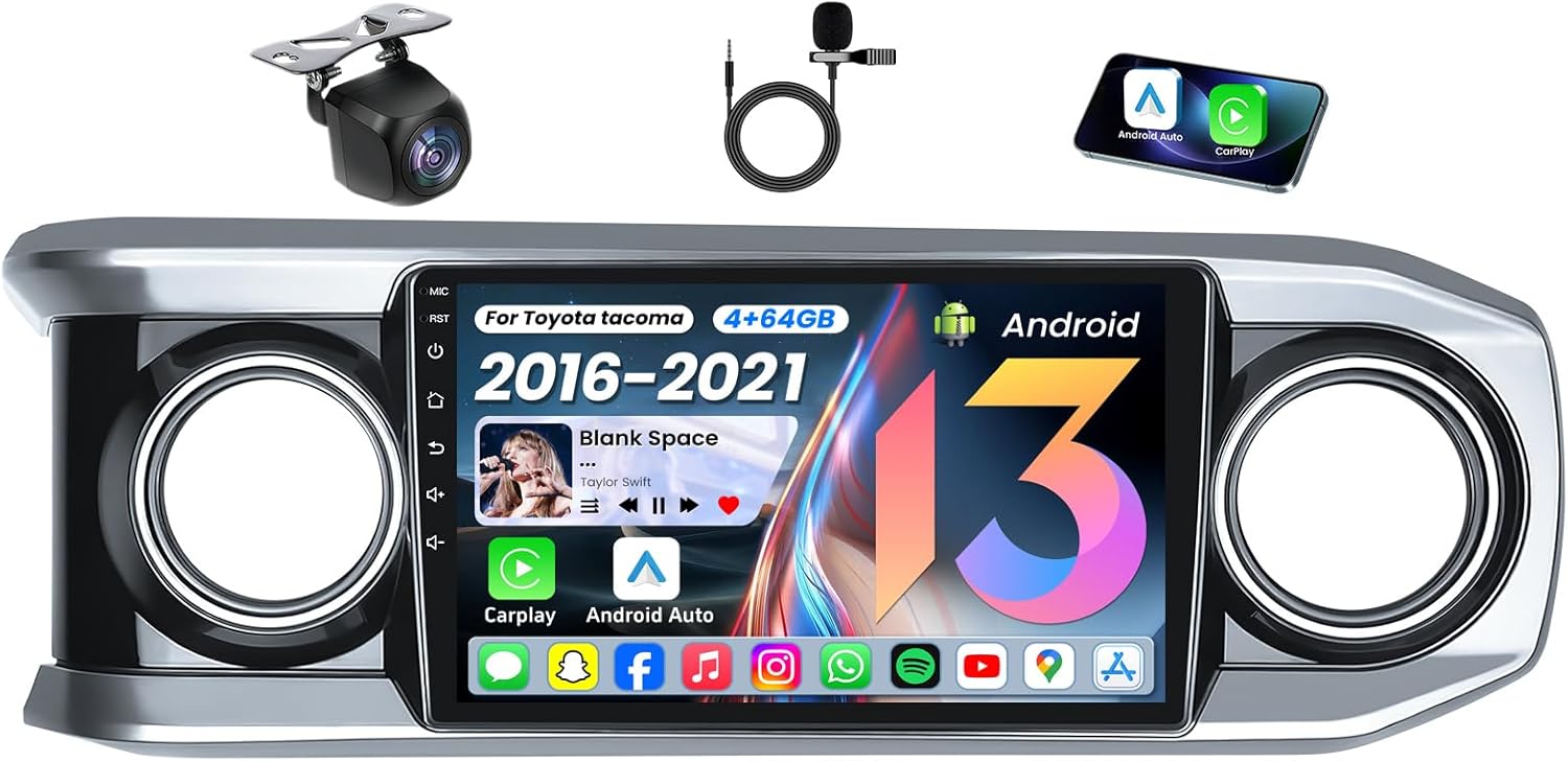 [4GB RAM + 64GB ROM] Car Radio for Toyota Tacoma 2016-2021, 10.1