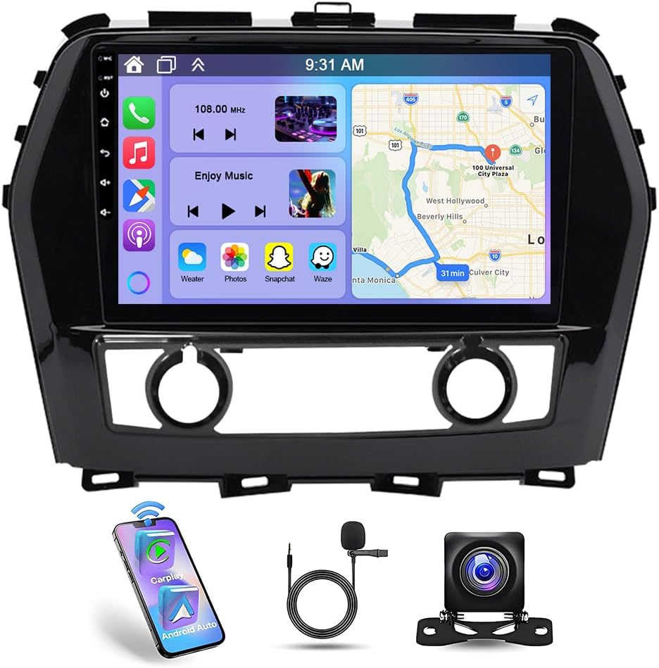 4G+64G Double Din Car Stereo for Nissan Maxima 2016-2023 with Wireless Carplay Android Auto, 10 Inch HD Touchscreen Android 14 Car Radio Receiver Head Unit GPS Navi Bluetooth Wifi FM AHD Backup Camera