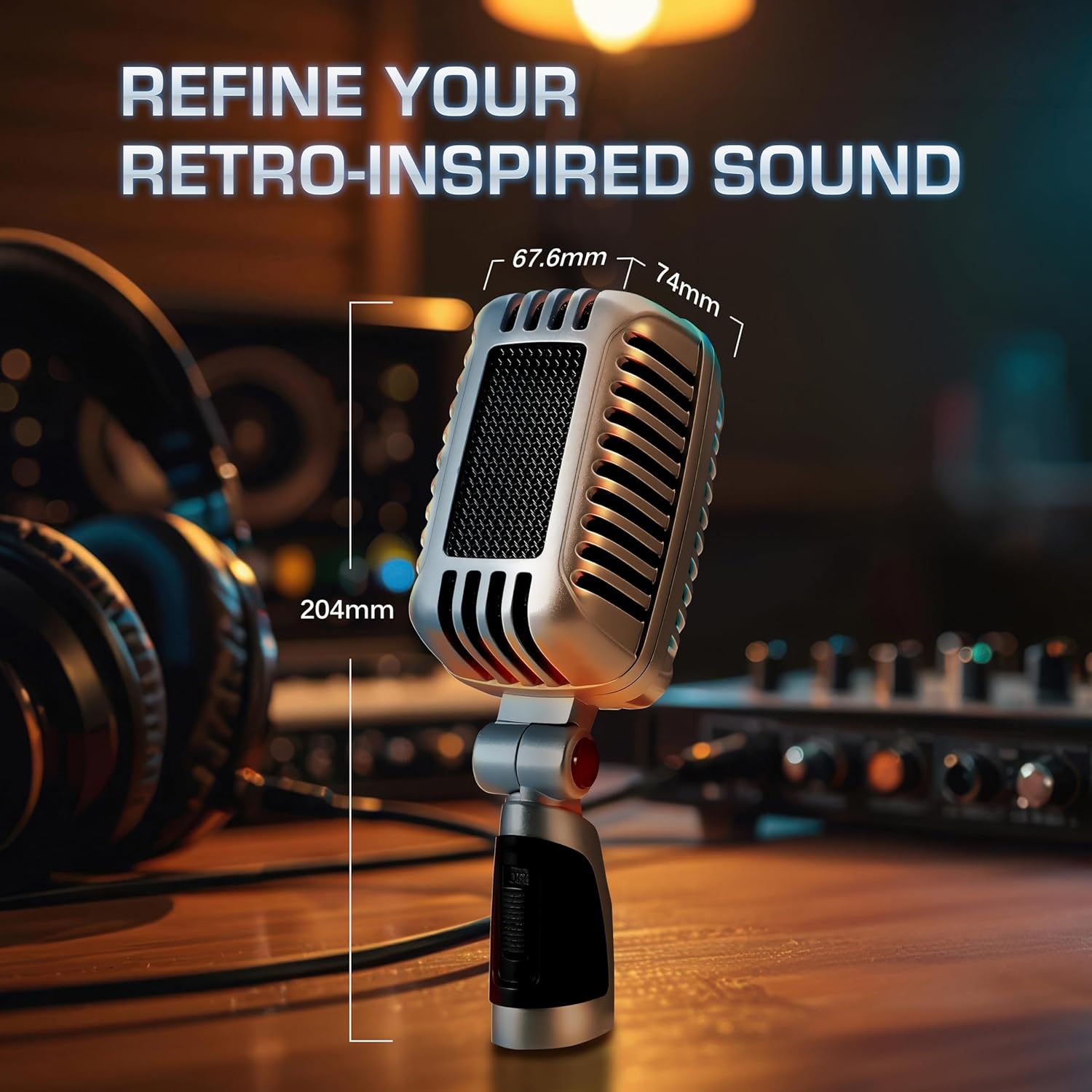 CAROL CLM-101 Professional Vintage Wired Microphone – Dynamic Supercardioid with Dual Microphone-Capsules for Singing, Karaoke, and Stage, Includes Mic, Storage Bag & Switch(Cable Not Included) -Black