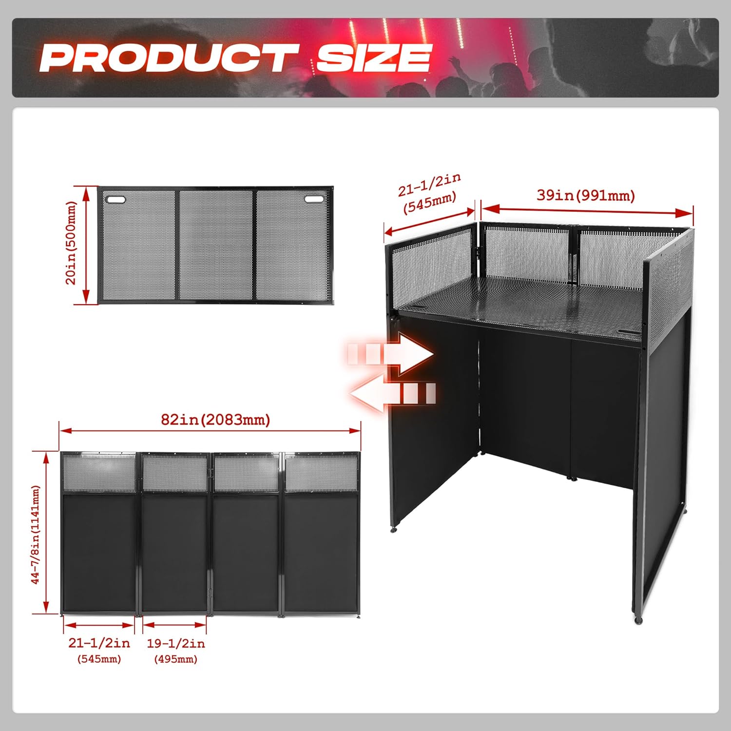 KUAFU Portable DJ Booth DJ Facade Table Station for DJ & Working Event Foldable 20