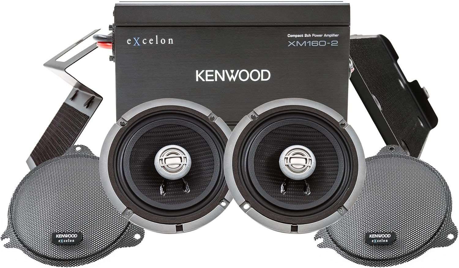 Kenwood Excelon P-HD1F Front Audio Package for Select 2014-Up Harley-Davidson Models - (1) XM160-2 Audio Amplifier, (2) 6.5