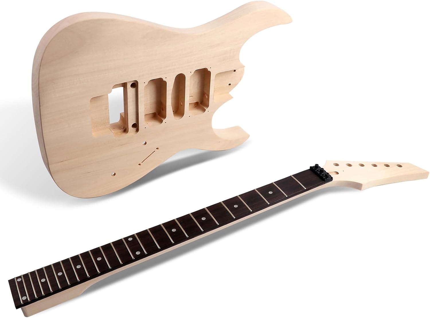 DIY Electric Guitar Kit Beginner Kit 6 String Right Handed with Basswood Body Hard Maple Neck Poplar Laminated Fingerboard Black Hardware Build Your Own Guitar JS Series.