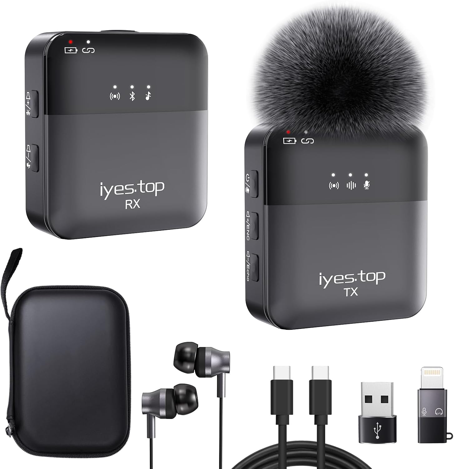Wireless Lavalier Microphone with Real-Time/Audience Monitoring, Audio Ducking, Accompaniment, Reverb, Mute, Noise Cancellation - Mini Clip-on Lapel Bluetooth Mic for iPhone, iPad, Android Phone, PC