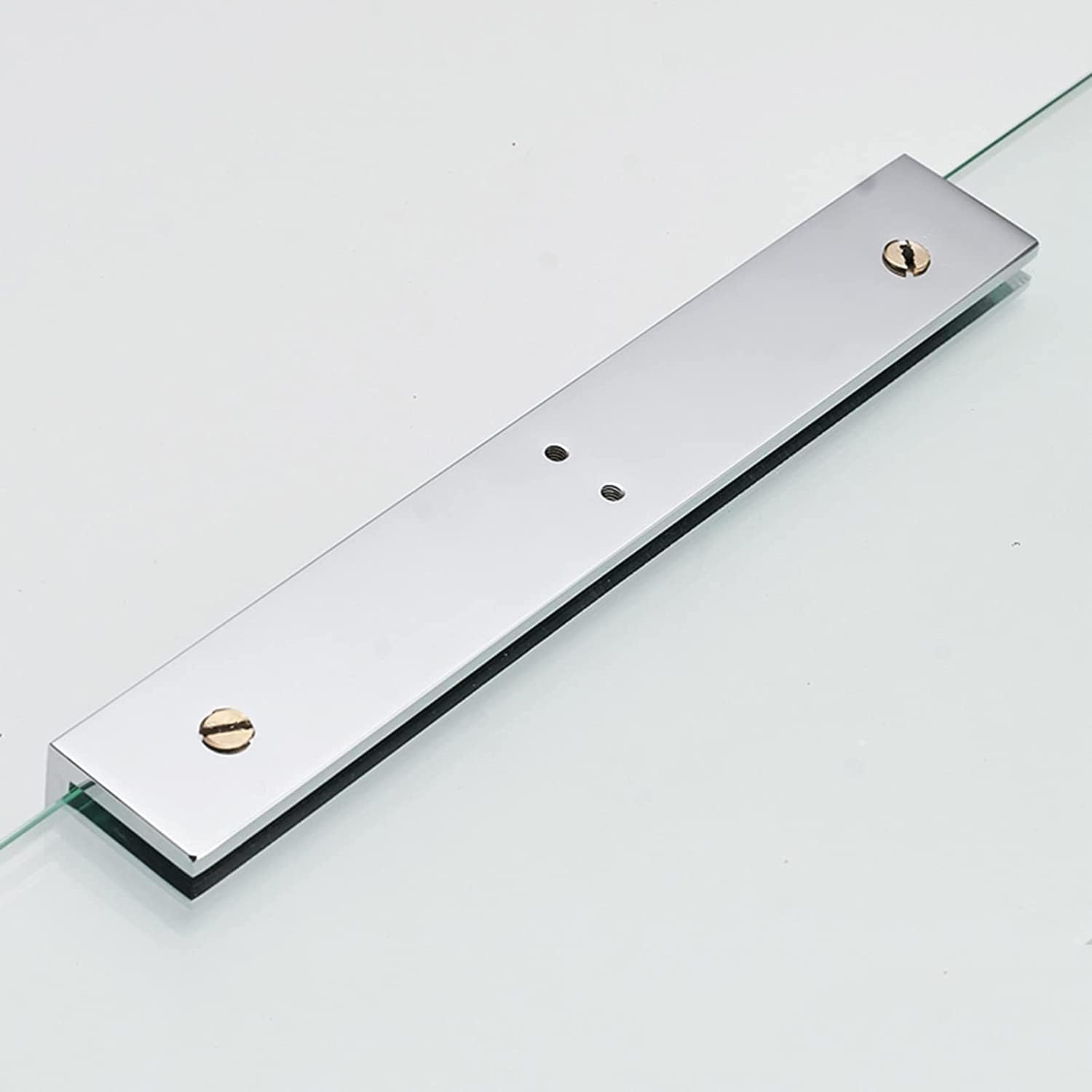 IOCCIOBB Bathroom Glass Shelf Tempered Glass Shelf, Glass Bathroom Shelf with 8MM Thick Glass Wall Mount, Rectangular Brass Finish Bracket (Size : 18cm)