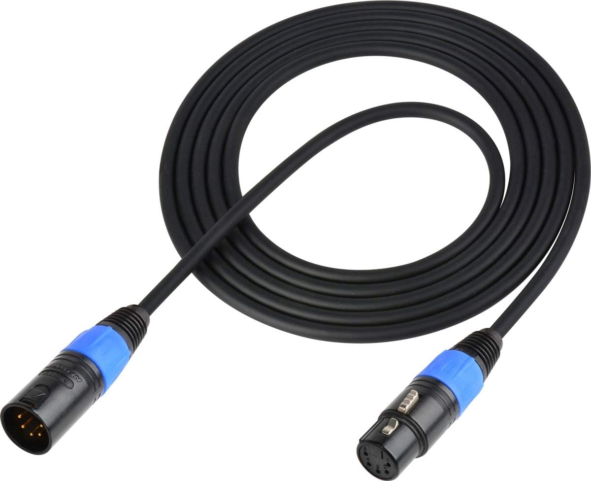 Sescom Lighting Control Cable 5-Pin XLR Male to 5-Pin XLR Female Black - 50 Foot (DMX-50)