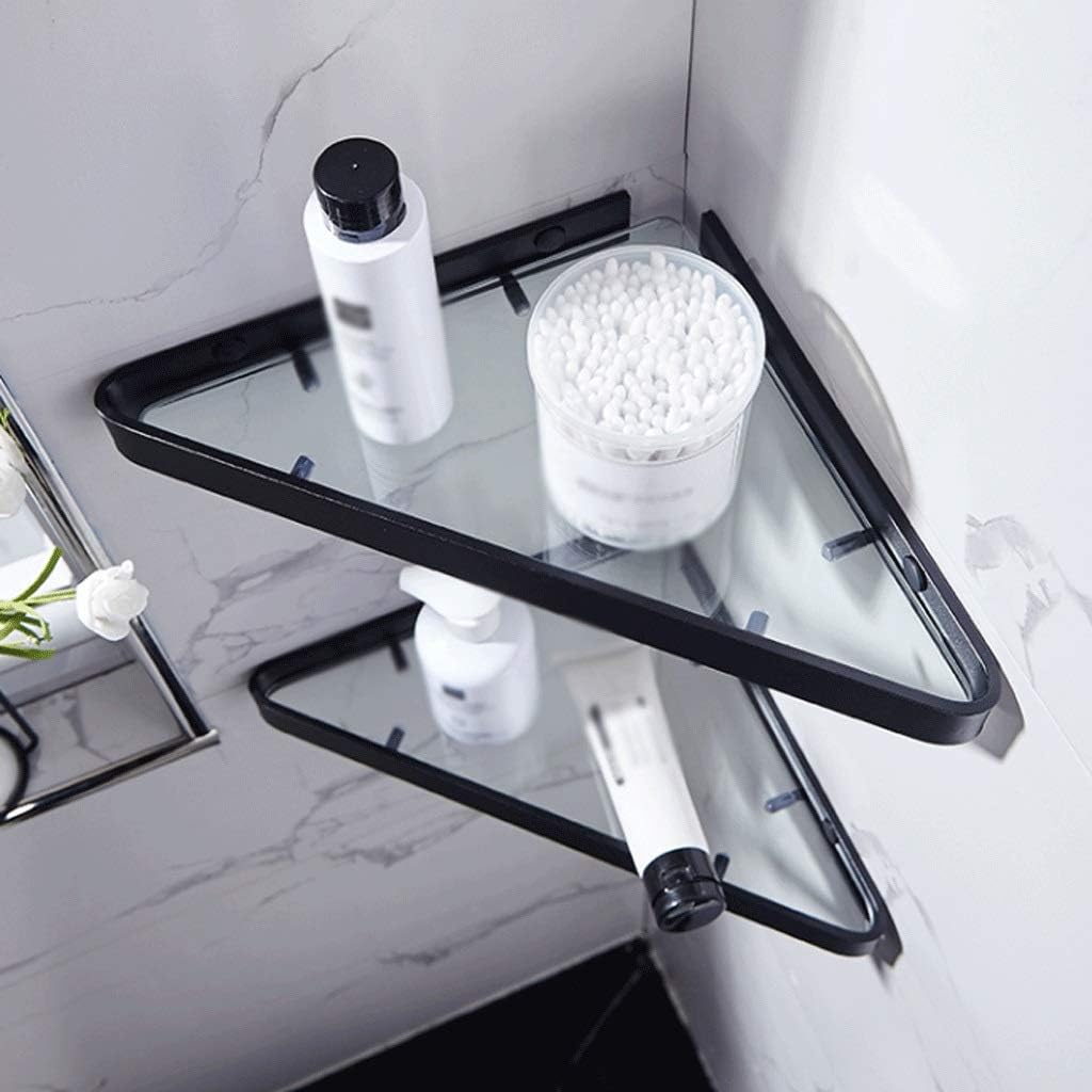Bathroom Corner Tempered Glass Shelf Thick Lavatory Wall Mount Triangular Glass Corner Shelf for Shower and Bathroom