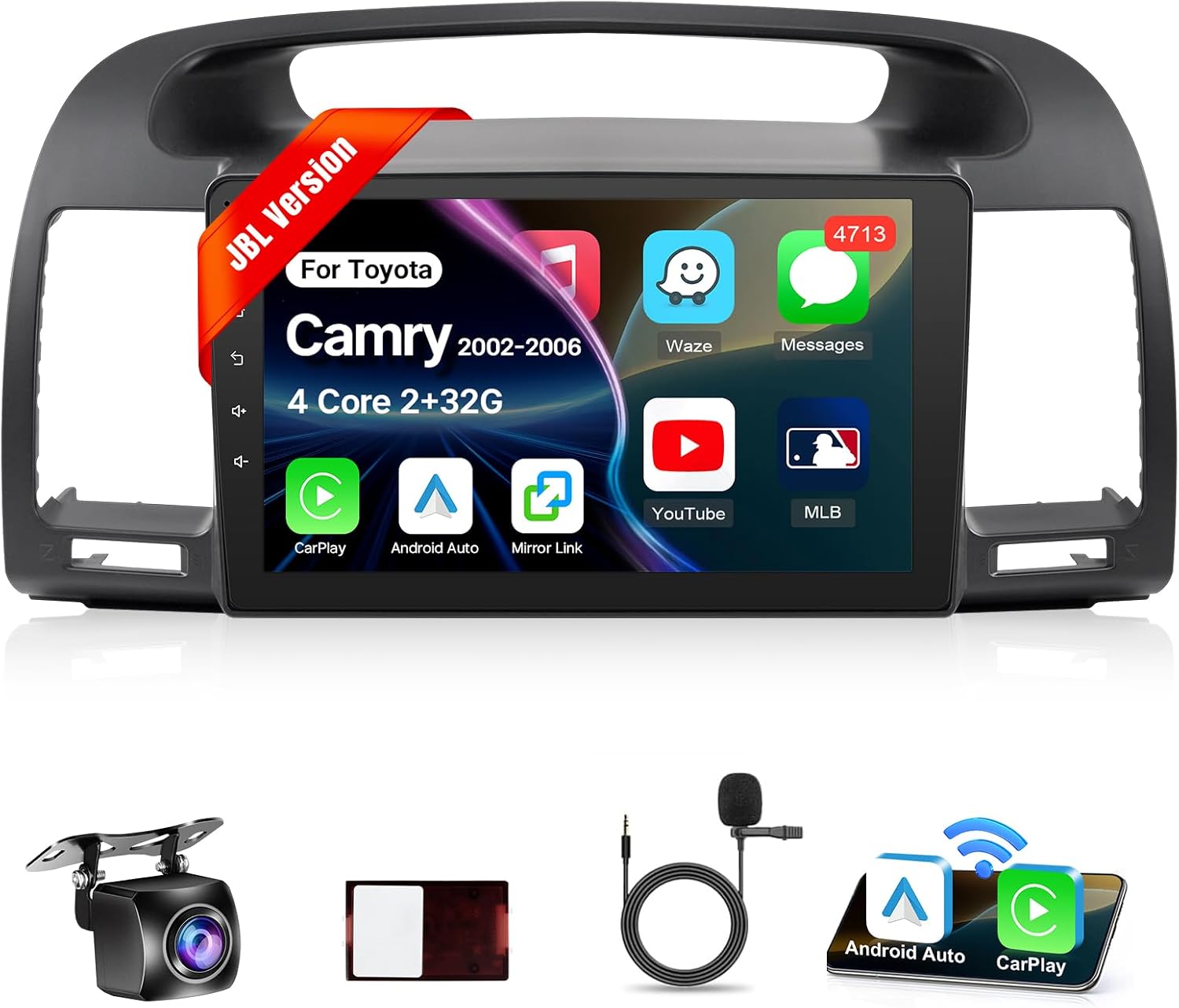 Leadfan Android Car Radio for Toyota Camry 2002 2003 2004 2005 2006 Stereo with Apple Carplay Android Auto, 9inch Touch Screen for Toyota Camry Car Stereo Bluetooth WiFi GPS, Fit J.B.L