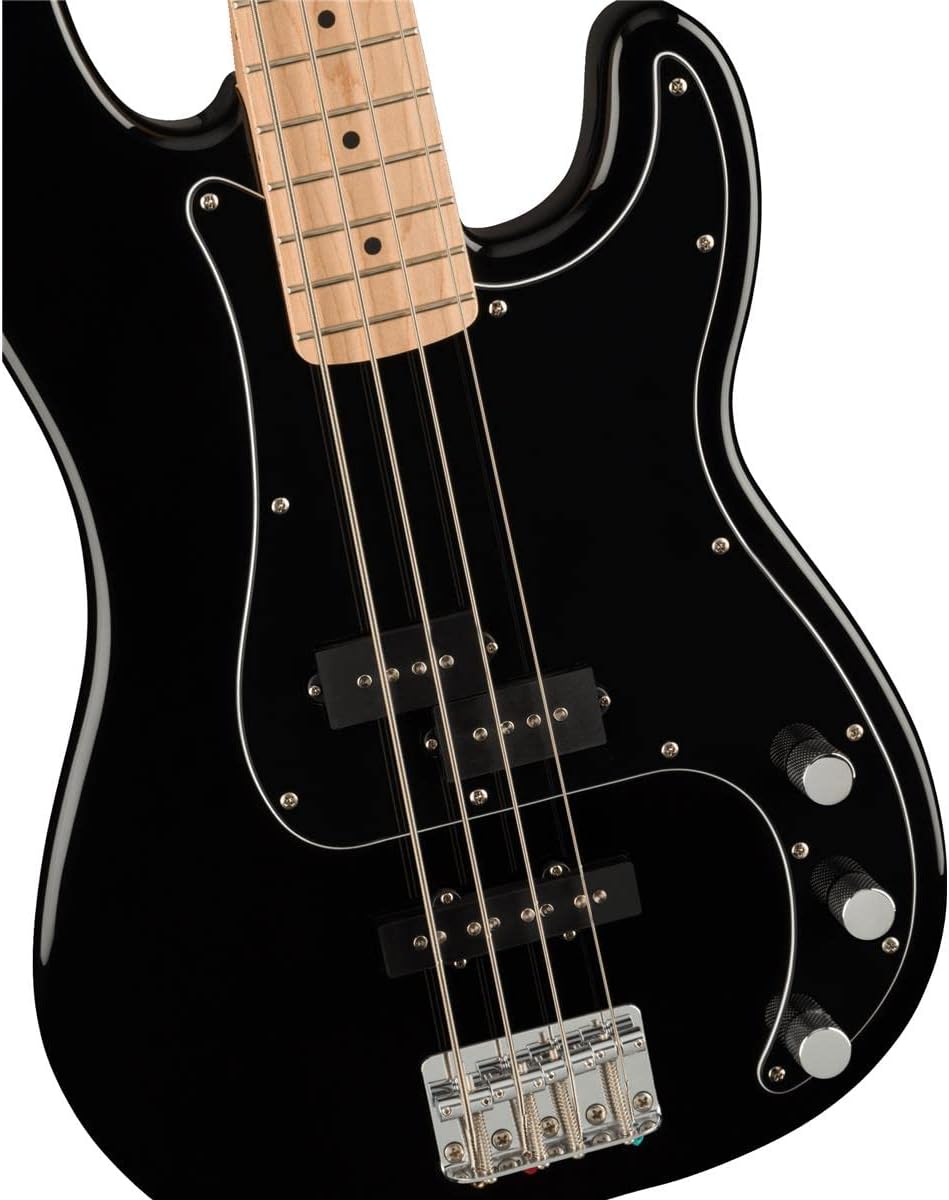 Squier Affinity Series Precision Bass Pack, Black, Maple Fingerboard, with Gig Bag and Rumble 15 Amp