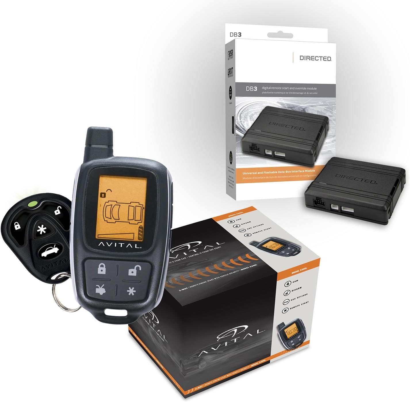 Click & ADD 2-Piece Combo: Avital 5305L 2-Way LCD Remote Start & Alarm, Directed DB3 XPressKit DEI Databus ALL Combo Bypass/Door Lock Interface for Cars & Trucks