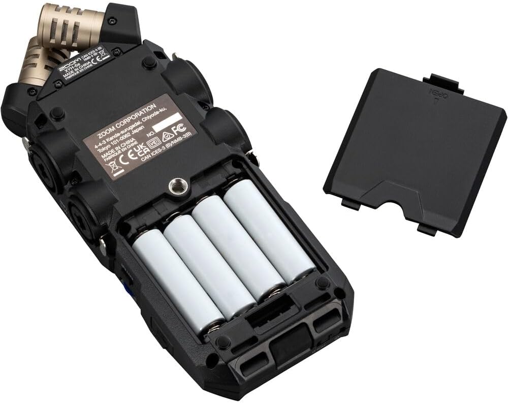 Zoom ZH6E H6essential Handy Recorder with 6 Tracks & 32-Bit Float Recording + Zoom ZDM-1 Podcast Mic Pack + 4X AA Batteries with Charger + 10ft USB Type A to USB Type C Cable - Black + More