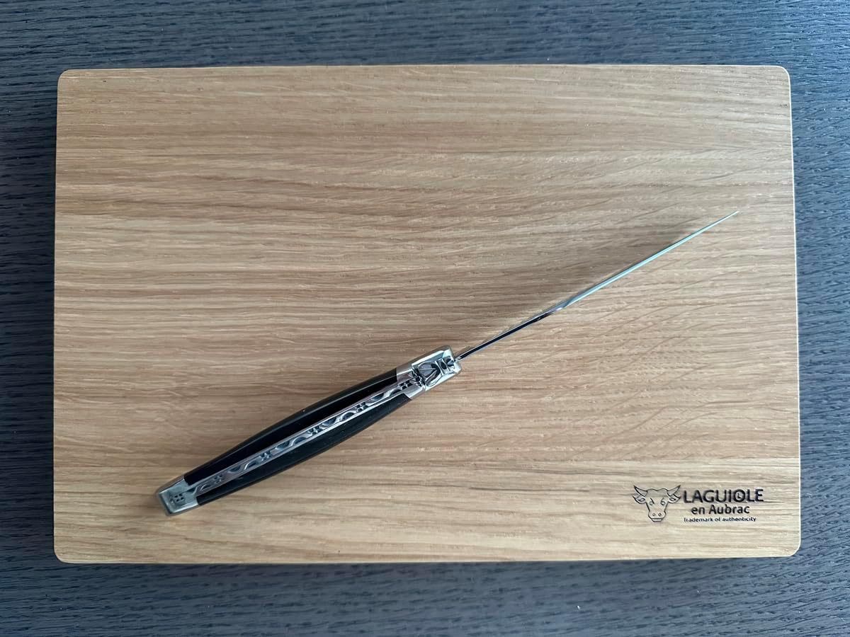 Laguiole en Aubrac Luxury Fully Forged Full Tang Stainless Steel Steak Knives 6-Piece Set with Buffalo Horn Handle, Stainless Steel Polished Bolsters, Made In France