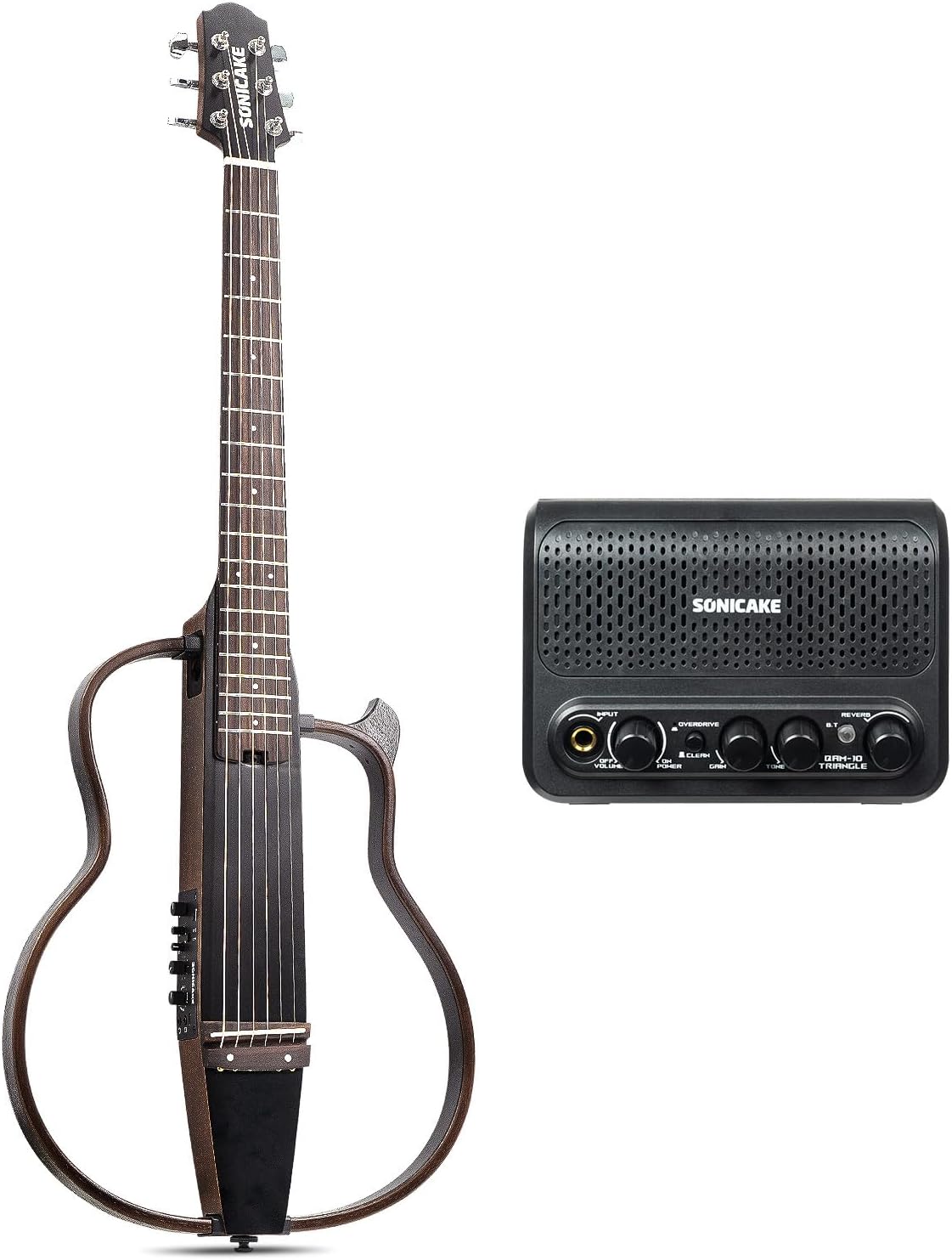 Sonicake Portable Acoustic-Electric Travel Guitar & Triangle 10W Mini Guitar Combo Amplifier