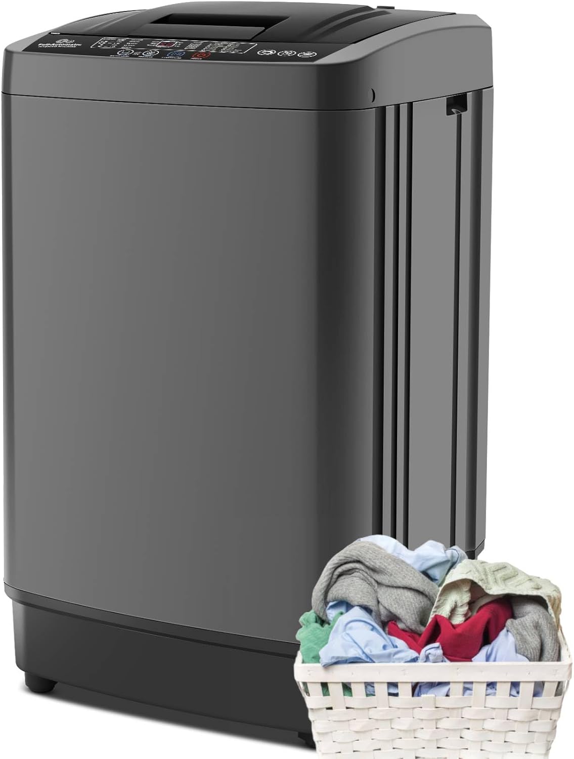 Nictemaw Portable Washing Machine 17.8 lbs Fully Automatic Portable Washer with LED Display, 10 Programs 8 Water Levels, 2.4 Cu.ft Compact Laundry Washer with Drain Pump for Apartment, Dorm, Home, RVs
