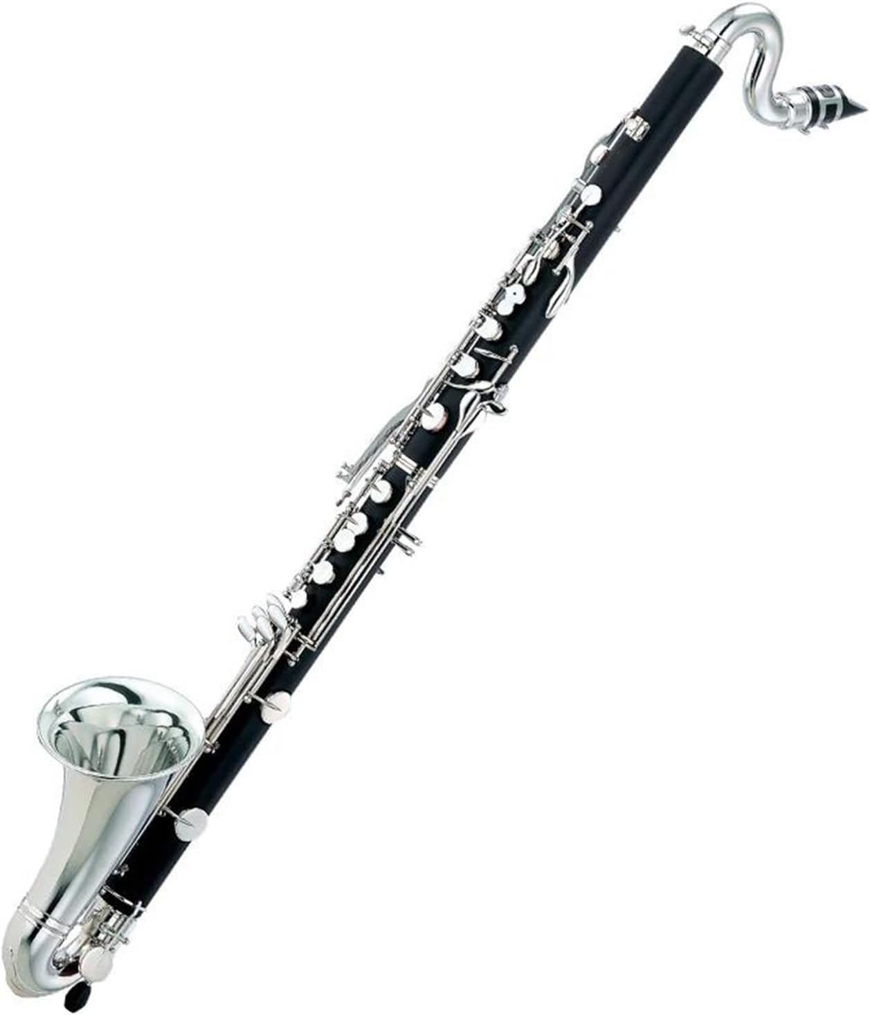 Bb Bass Clarinet Silver Plated Keys Bakelite Clarinet with Case, Copper Hoop & Bell Mouth – Student/Intermediate Woodwind Instrument
